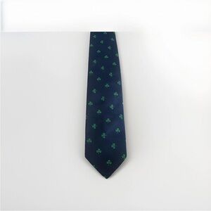 Robert Talbot Hand-sewn Silk Tie Navy Green Shamrocks | St. Patrick's Day 3x56"